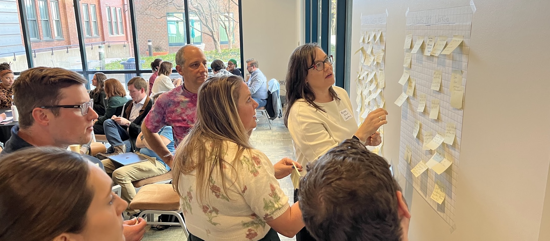 During the morning innovation session (stickies galore!), our Tech Mentors grouped challenges into Themes to organise potential projects, November 2025.