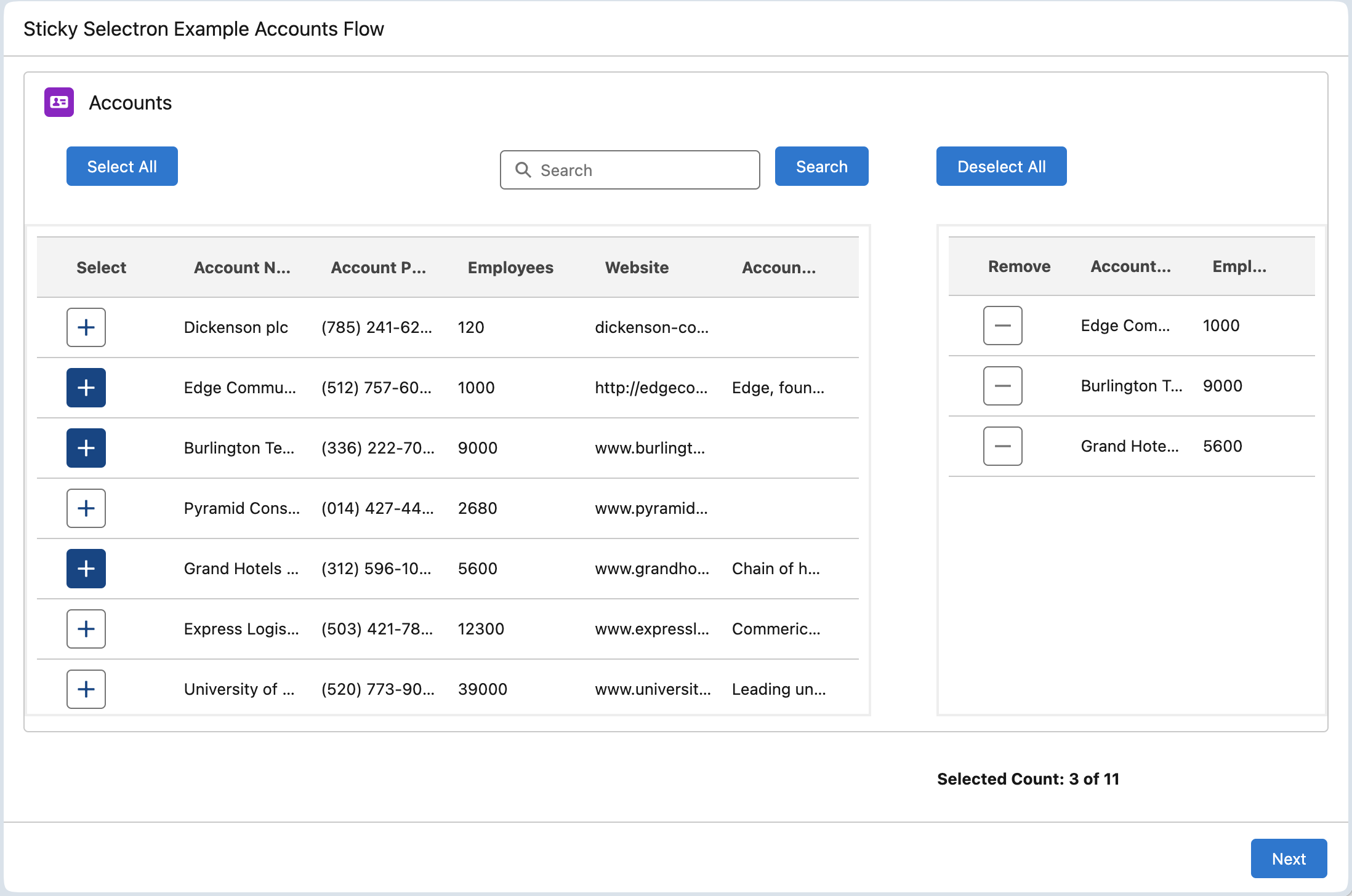 Sticky Selectron Multi-Select UI