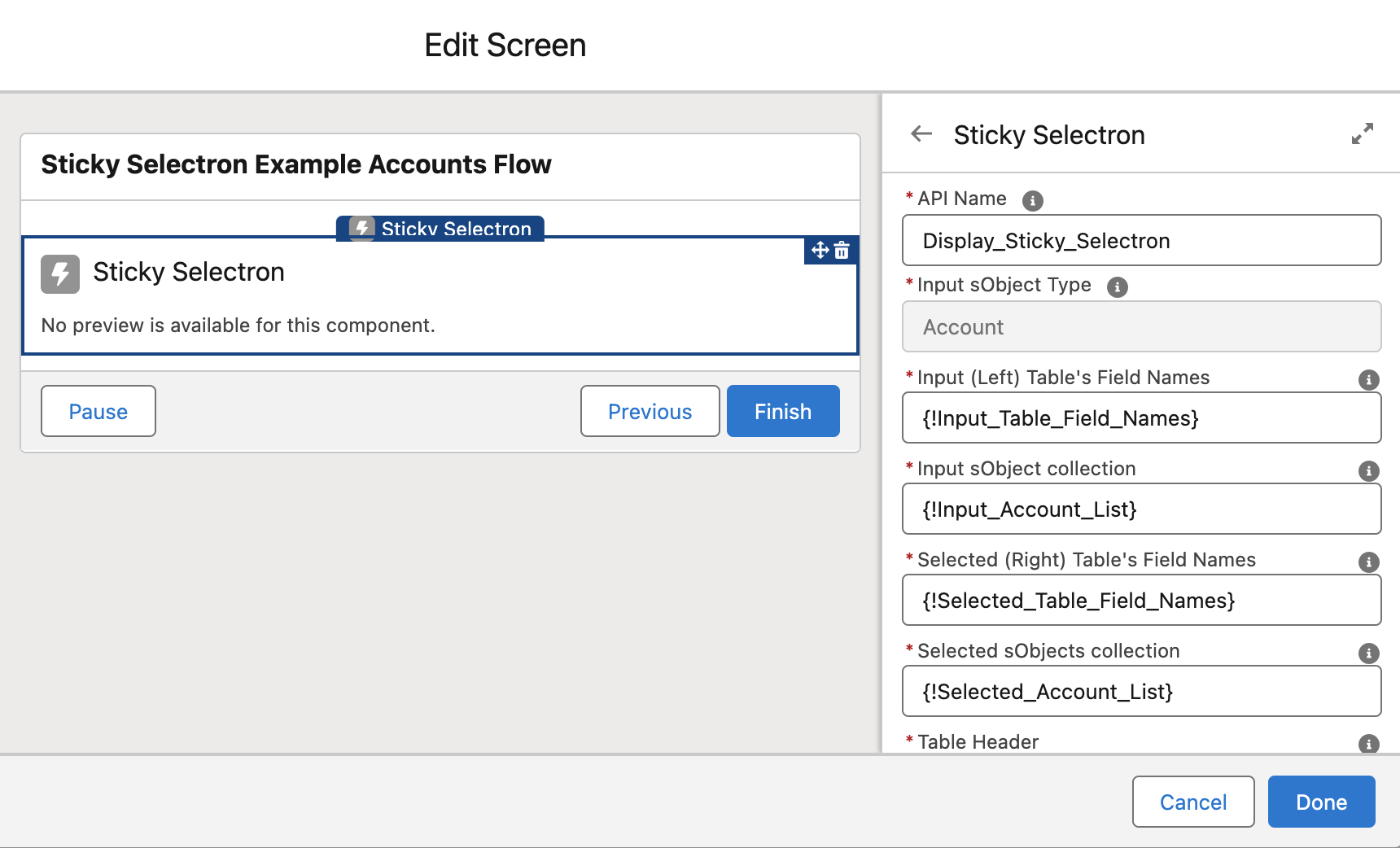 Sample Account Flow Sticky Selectron Configuration 1