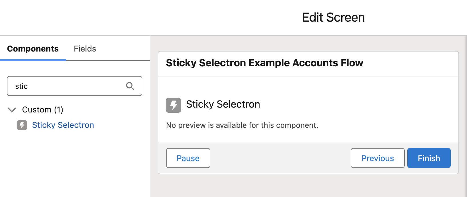 Sticky Selectron LWC Selection Screenshot