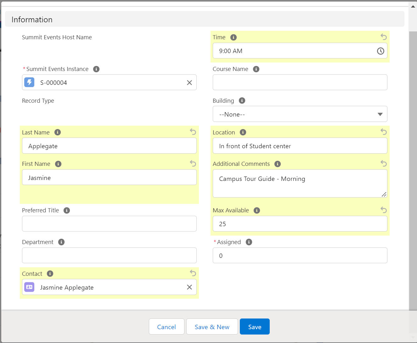 Create Event Host_Record