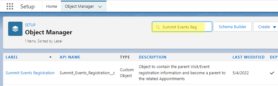 Registration Object Setup